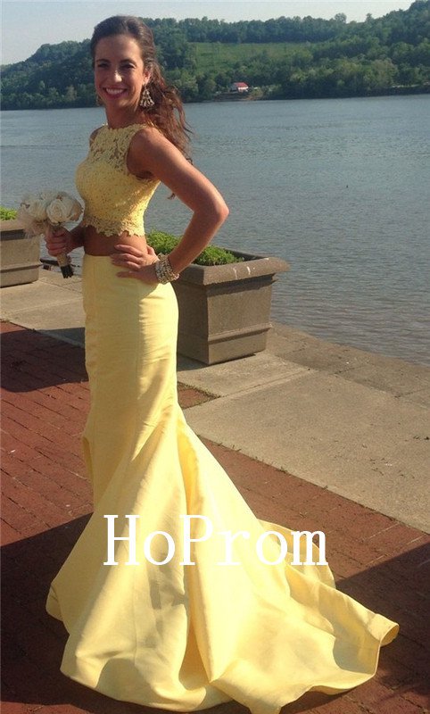 Two Piece Prom Dress,Sleeveless Prom Dresses,Evening Dress