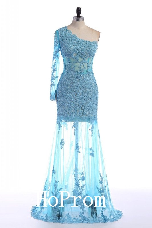 One Shoulder Prom Dress,Applique Prom Dresses,Evening Dress