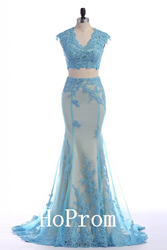 Two Piece Prom Dress,V-Neck Prom Dresses,Evening Dress