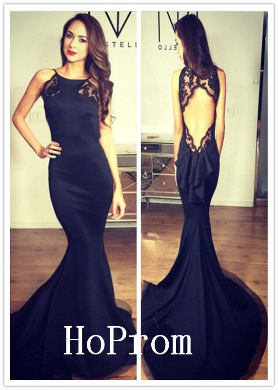 Black Backless Prom Dress,Sleeveless Prom Dresses,Evening Dress