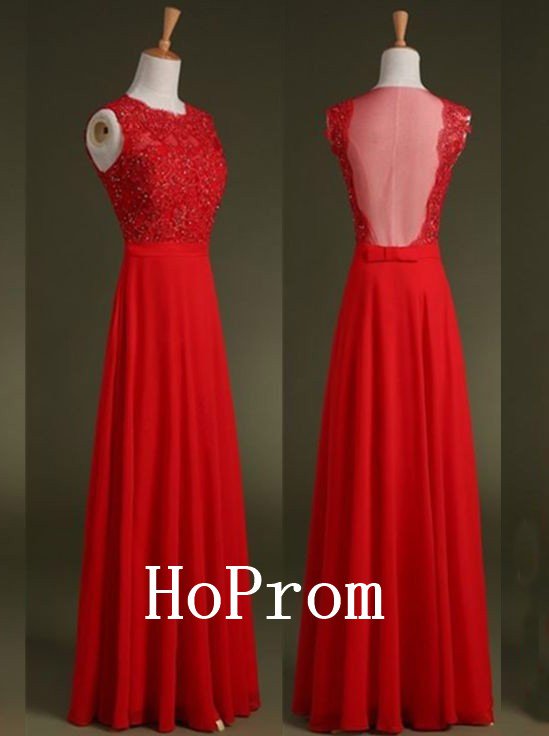 A-Line Beads Prom Dress,Sleeveless Red Prom Dresses,Evening Dress