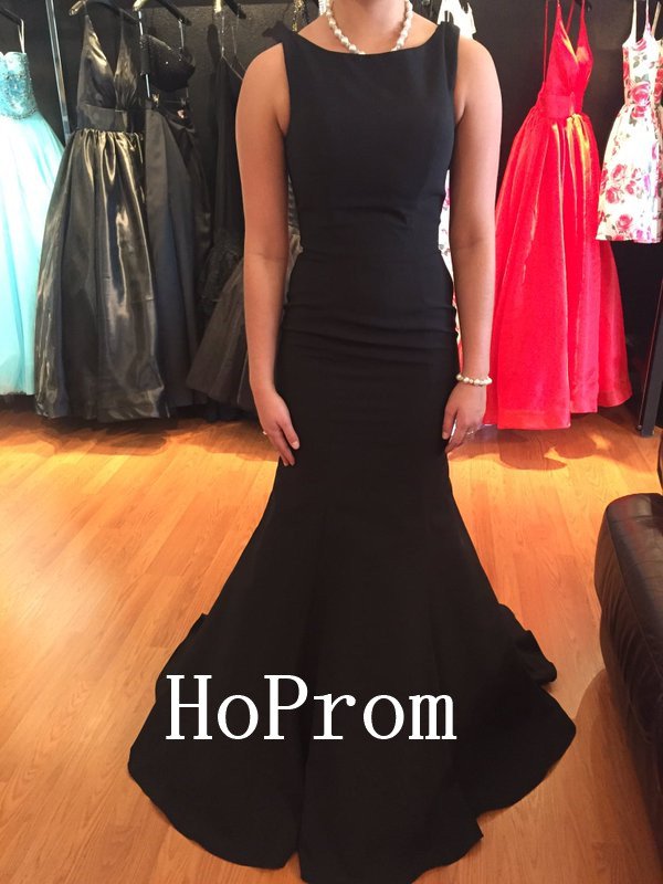 Sleeveless Black Prom Dress,Mermaid Prom Dresses,Evening Dress