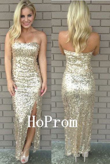 Strapless Sequins Prom Dress,Sparkly Prom Dresses,Evening Dress