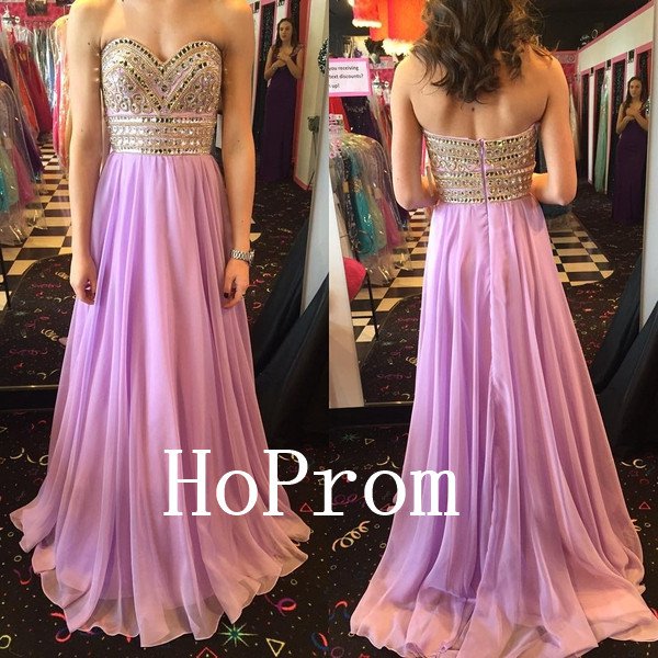 Lavender Chiffon Prom Dress,-A-Line Prom Dresses,Evening Dress