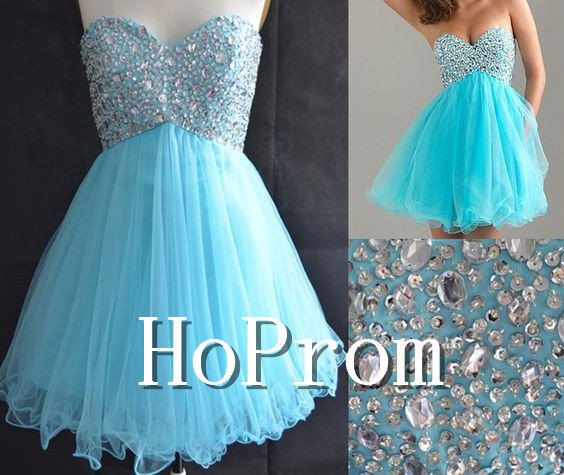 Sweetheart Blue Prom Dress,Short Mini Prom Dresses 2017