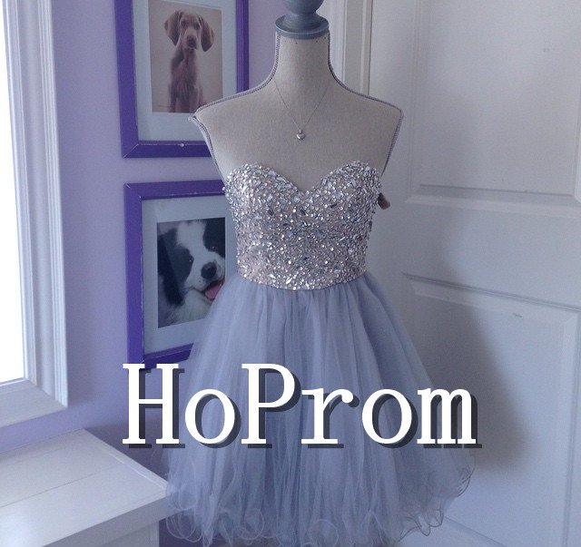 Sweetheart Tulle Prom Dress,Lavender Short Prom Dresses 2017