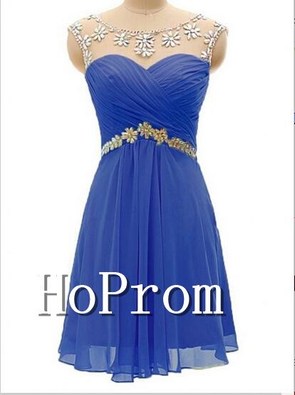 Scoop Chiffon Homecoming Dresses,Beading Prom Dresses