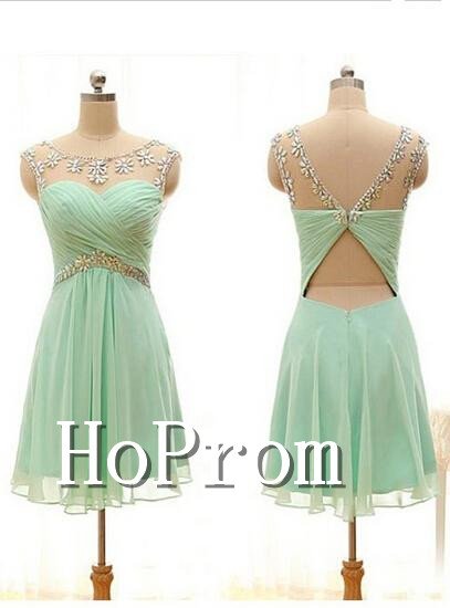 Scoop Chiffon Homecoming Dresses,Beading Prom Dresses