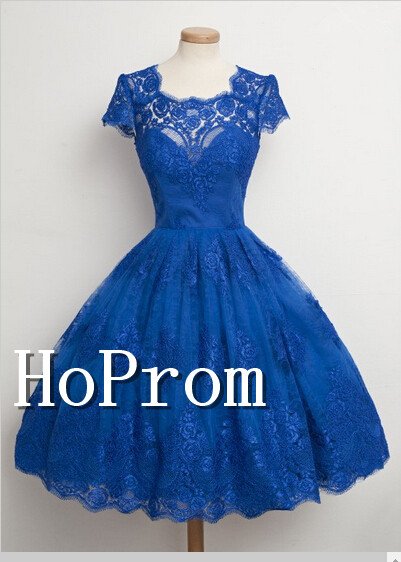 Short Sleeve Homecoming Dresses,Royal Blue Prom Dresses