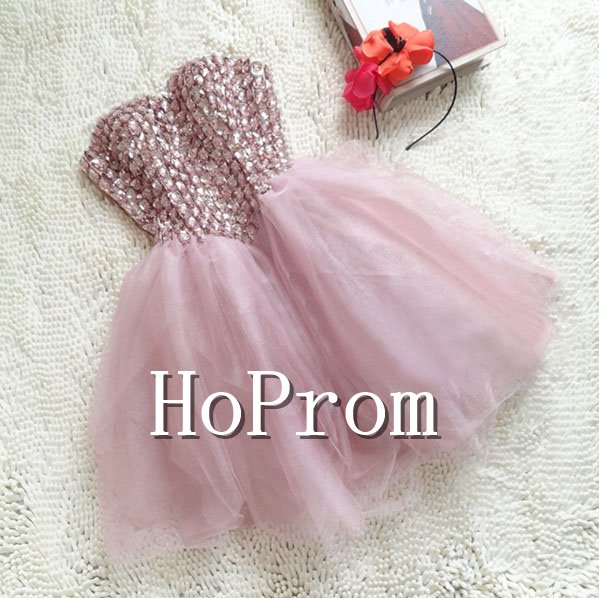 Beading Short Prom Dresses,Strapless Prom Dresses
