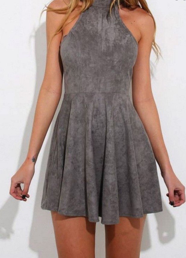 Strapless Short Mini Homecoming Dress, Gray Halter Homecoming Dress