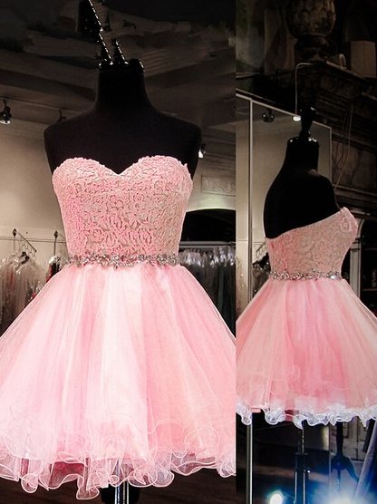 Sweetheart Tulle Ball Gown ShortMini Beading Homecoming Dresses