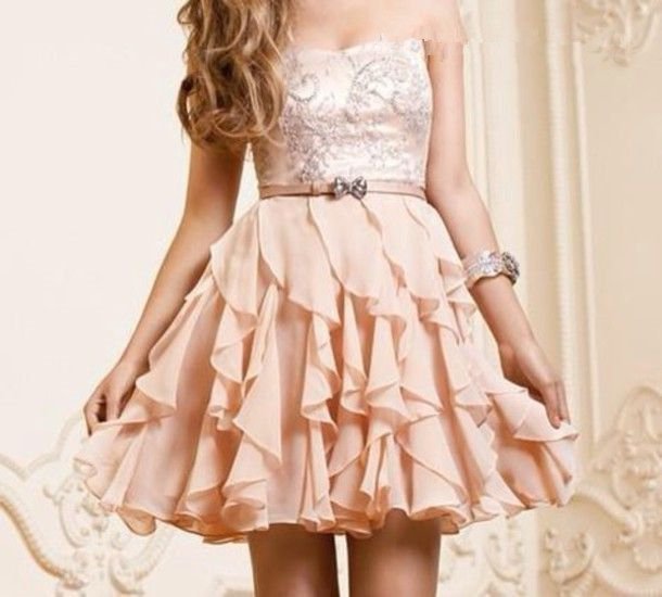 Pink A-line Scopp Neckline Mini Short Pearl Prom Homecoming Dress