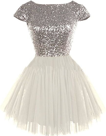 Sequins Short Sleeve Homecoming Dress, Tulle Homecoming Dress