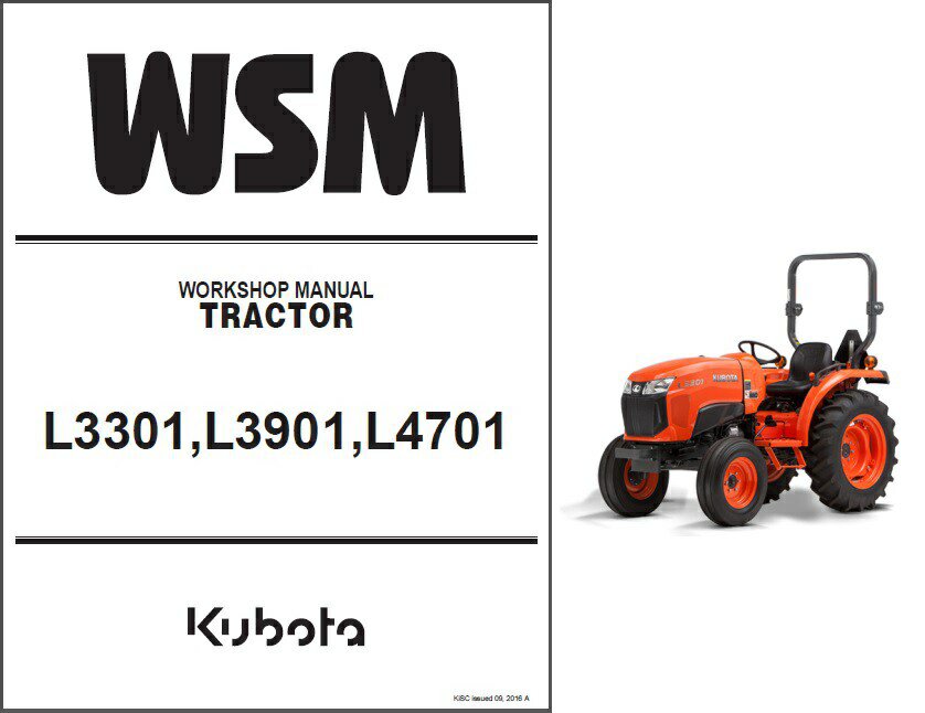 Kubota L3301 L3901 L4701 Tractors WSM Service Manual on a CD