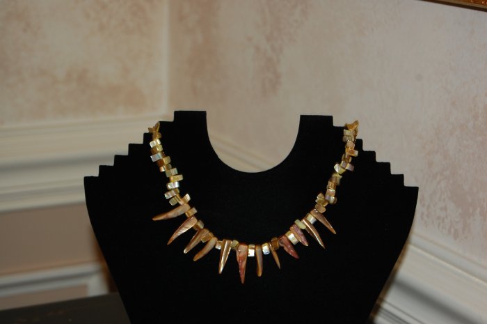 Speckled ebony-finished bone beads necklace