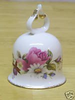 Vintage Summer Rose Flower Bell/ Fine Bone China With Gold Trimming