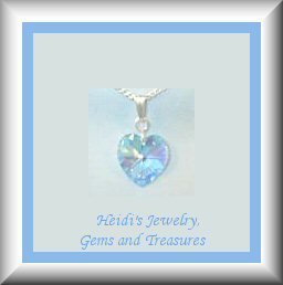 Children's Jewelry Aquamarine Swarovski Crystal Heart Sterling Necklace/ Free Shipping
