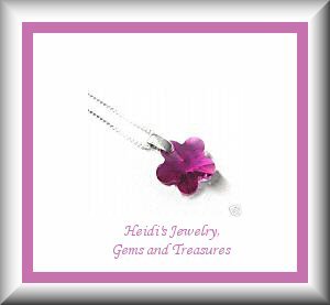 Children's Jewelry Fuchsia Swarovski Crystal Flower Sterling Silver Necklace/ Free Shipping