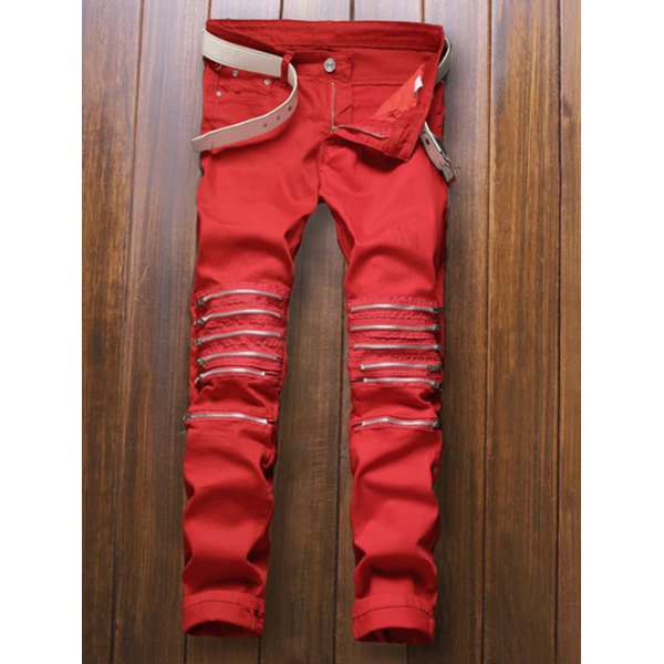 Zippers Embellished Zipper-Up Jeans