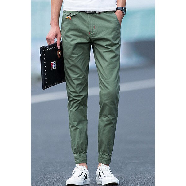 Beam Feet Beads Embellished Zipper Fly Pants For Men