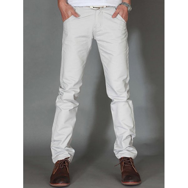 1 Casual Straight Legs Solid Color Plus Size Pants For Men