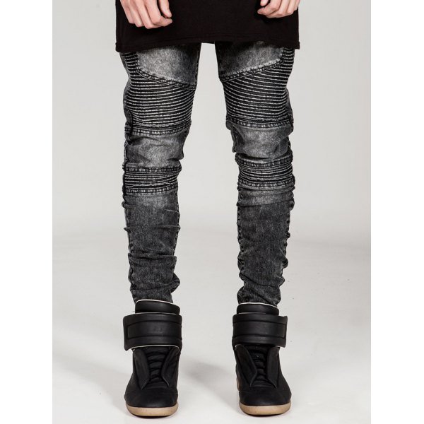 Skinny Zipper Fly Moto Jeans