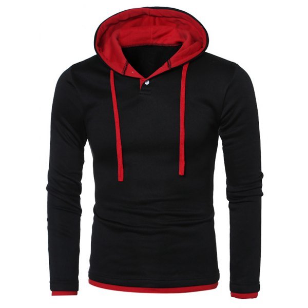 Hooded Color Splicing Long Sleeve Hoodie