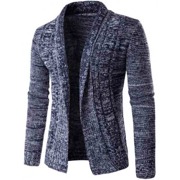 Turn-Down Collar Long Sleeve Knit Blends Cardigan