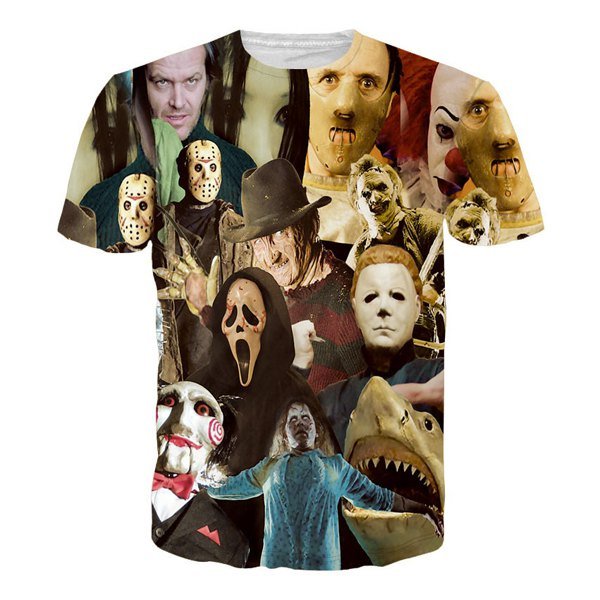 Hot Sale Round Neck 3D Mask People Short Sleeves T-Shirt For Men