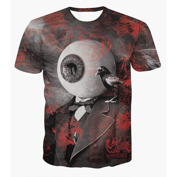 Fashion Pullover Round Collar Eyeball Printed T-Shirt For Men