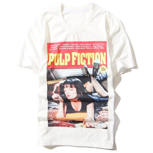 Round Neck 3D Letter and Sexy Girl Print Short Sleeve T-Shirt For Men