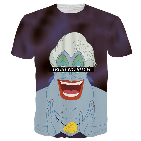 Round Neck 3D Funny Letter and Cartoon Figure Print Short Sleeve T-Shirt For Men