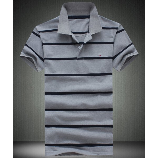 0 Slimming Short Sleeves Striped Polo T-Shirt For Men