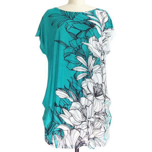 Short Sleeve Floral Print Loose-Fitting T-Shirt