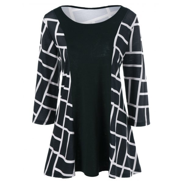 Plus Size Geometric Smock Blouse