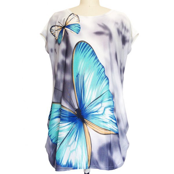 Butterfly Print Loose-Fitting T-Shirt