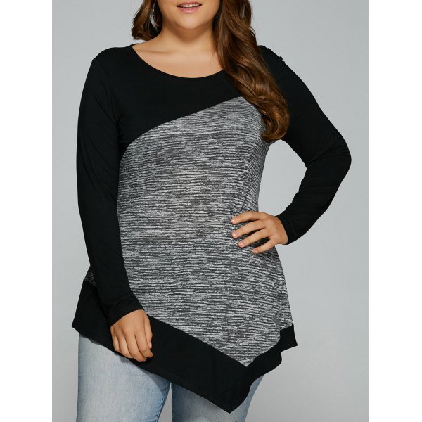 Heather Patchwork Asymmetrical Top
