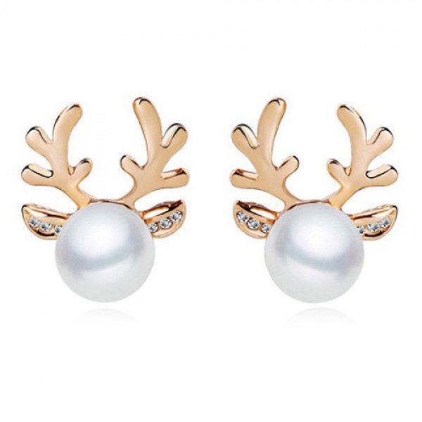 7 Faux Pearl Deer Horn Stud Earrings