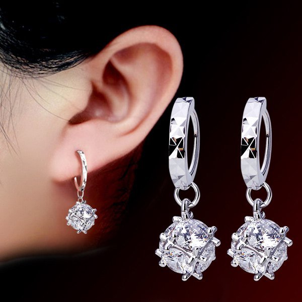 Pair of Square Faux Zircon Earrings