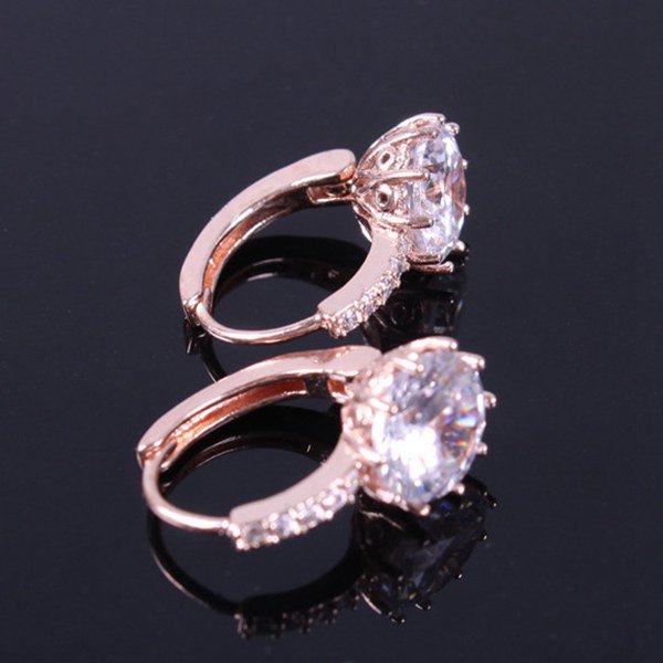 Pair of Gorgeous Round Zircon Rhinestone Embellished Earrings For Women