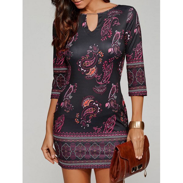 Paisley Keyhole Neck Dress