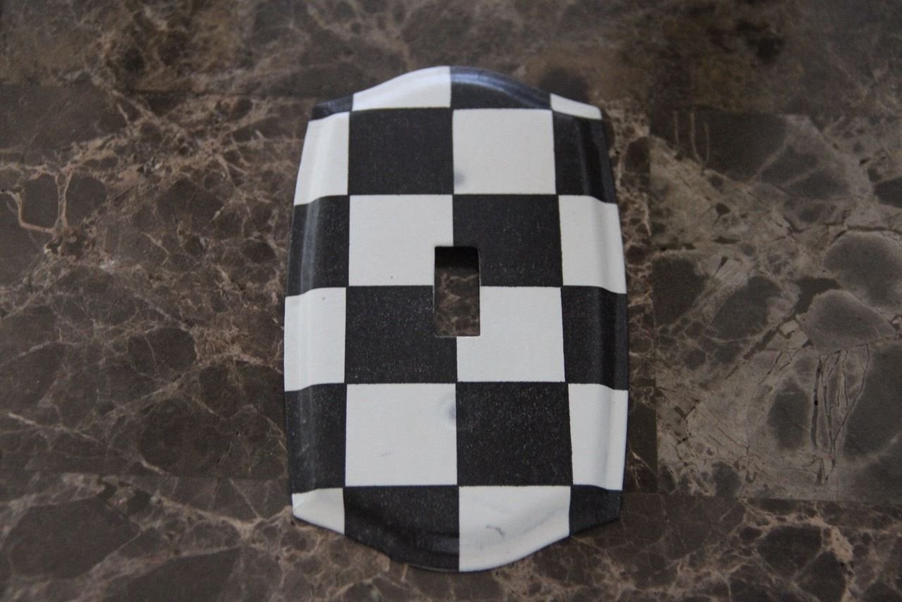 Black and White Checkered Single Toggle Switch Plate