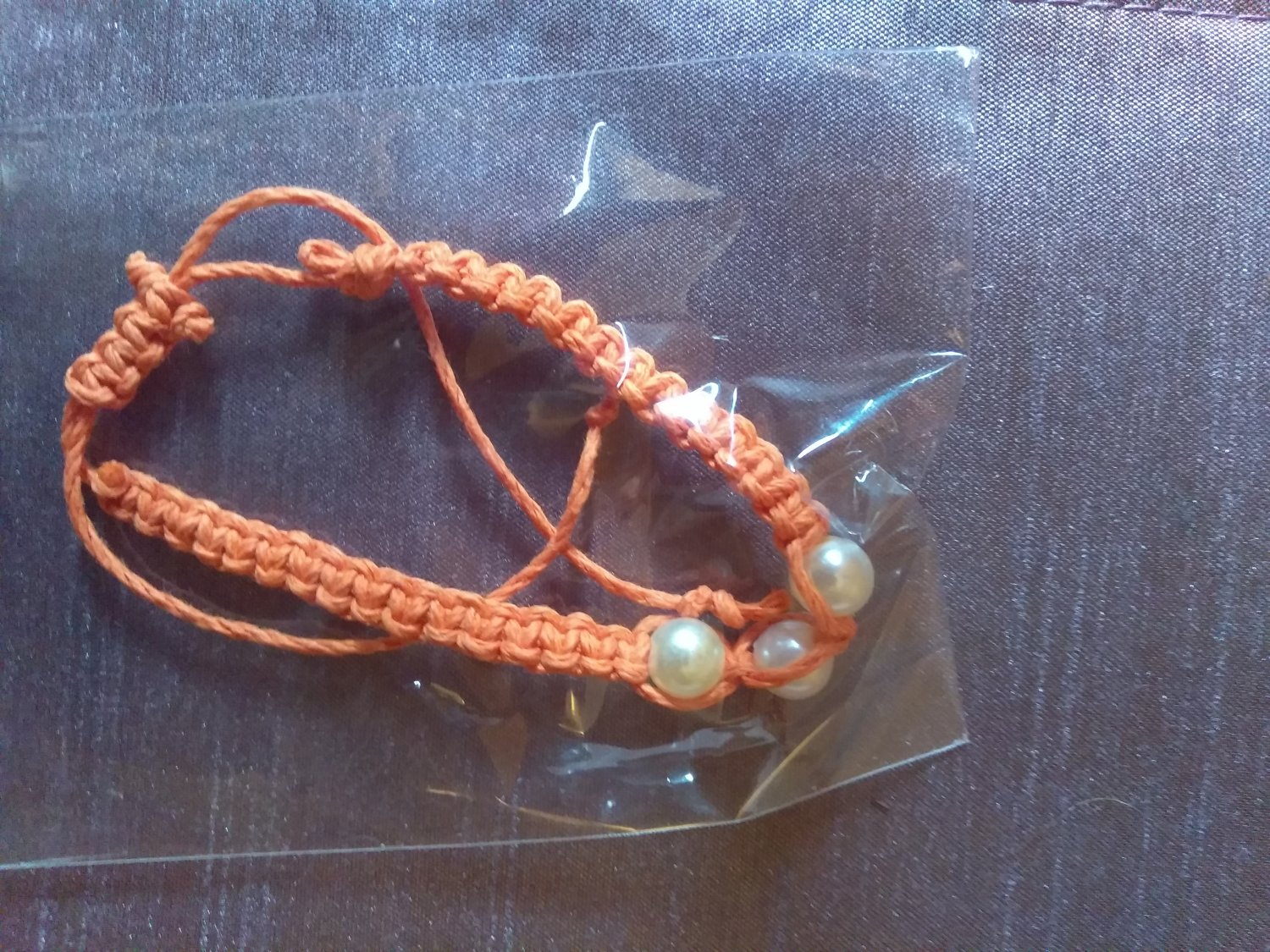 Orange and white hemp Bracelet
