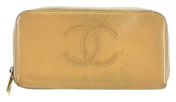 Chanel Caviar Zippy Wallet 208131 Beige Clutch