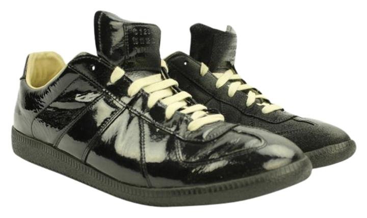 Maison Margiela Maison Leather/ Lbslm35 Black Patent Leather/ Suede Athletic Shoes