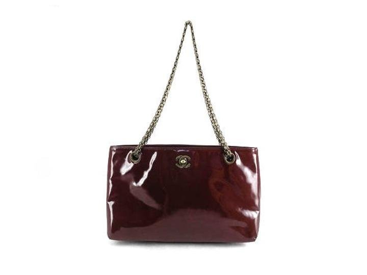 Chanel Patent Leather Chain Tote 210065 Shoulder Bag