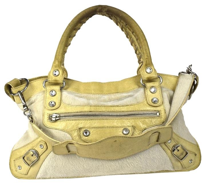 Balenciaga Balsl09 Limited Edition The City Hand Bianco Pony Ivory Satchel