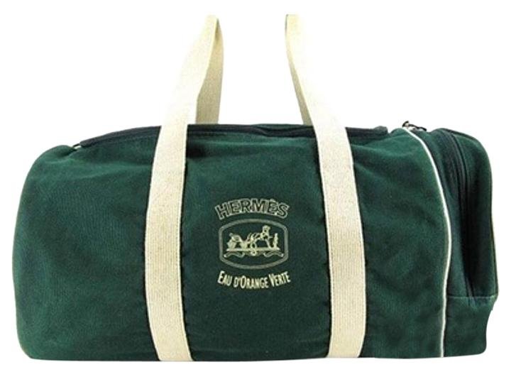 Hermès Herms Duffle Green And White Herlm12 Dark Green Travel Bag