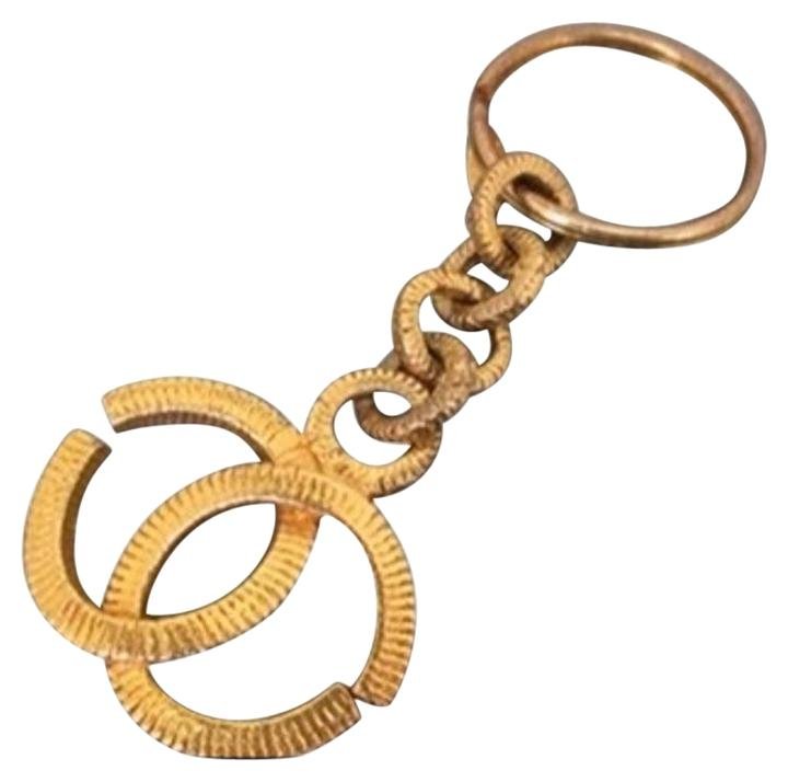 Chanel Engraved Gripoix Gold Charm Pendant Key Chain CCJY13